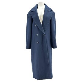 Autre Marque Langer marineblauer Mantel aus Polyester Größe S Marineblau