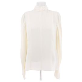 Valentino Garavani Ecru High Collar Long Sleeve Top Beige