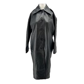 Autre Marque LEBRAND Long Leather Coat Black Black