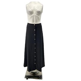 Reformation Jupe longue noire boutons dorés Noir