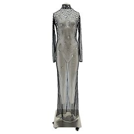 Autre Marque Robe transparente à strass Black