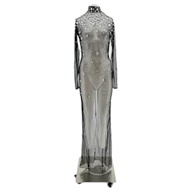 Autre Marque Robe transparente à strass Noir