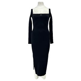 Robe longue noire Courreges en viscose Noir