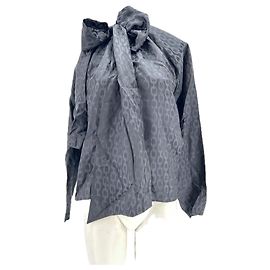 Anine Bing Black Silk Blouse with Bow Black