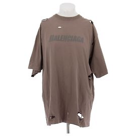Camiseta Balenciaga com logo marrom de algodão Marrom