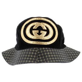 Cappello bucket Gucci nero e oro Nero