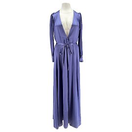 Uterque Lila Satin Kleid Lang Lila