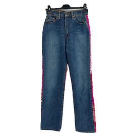 Levi's Patchwork Jeans gerade blau Baumwolle Größe 31 Blau