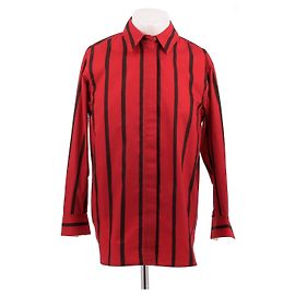 Camisa Marimekko listrada de algodão vermelha e preta Vermelho