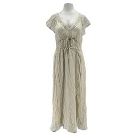 Robe maxi plissée beige à manches courtes J.Crew Beige