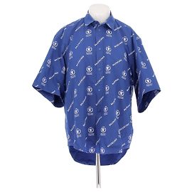Camicia Balenciaga blu in cotone con logo Blu