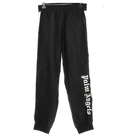 Palm Angels Black Pants with Logo Black