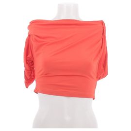Jacquemus Off-Shoulder Crop Top in Orange Orange