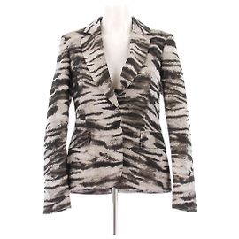 Lanvin Zebra Print Seidenjacke Grau Grau