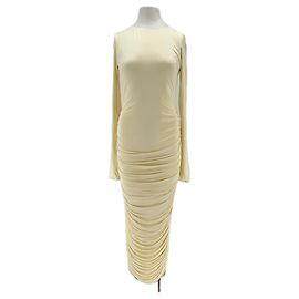 Autre Marque MORÉ NOIR Maxikleid aus hellgelber Seide Gelb