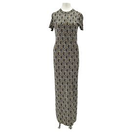 Robe maxi Paco Rabanne imprimée tricolore noire viscose Noir