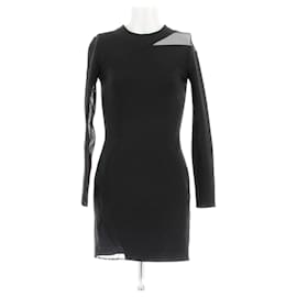 women's black leather dress Women's Something to Behold Black Faux Leather Short Sleeve Belted Midi Dress | Size: S main image 0