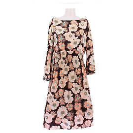 Robe midi imprimée multicolore Prada marron viscose Marron
