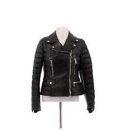 Jaqueta Moncler de couro preta Preto