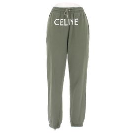 Calça de jogging Céline cáqui de algodão com logo Caqui