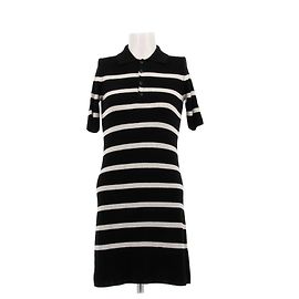 Eric Bompard Robe en soie rayée Noir