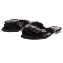 Manolo Blahnik Sandali in pelliccia Nero