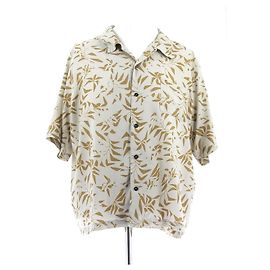 Camisa Saint Laurent Branca e Estampada Mostarda em Viscose Branco