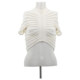 Alaïa Cream Gathered Mesh Top White