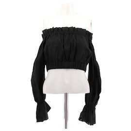 Staud Schwarzes Leinen-Top Schwarz