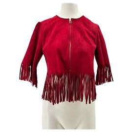 Sandro Top in camoscio e pelle rossa Rosso