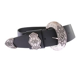 The Kooples Black Leather Belt 80 cm Black