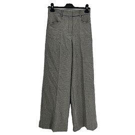 Paul & Joe Wide Leg Wool Houndstooth Pants Black Black