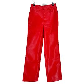 Rotate Pantaloni dritti in pelle artificiale Rosso