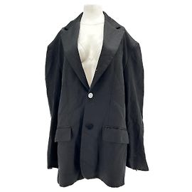 Autre Marque THE FRANKIE SHOP Schwarzer Blazer Leinenmischung Schwarz