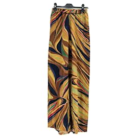 Autre Marque Calça de seda estampada Multicor