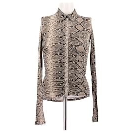 Marine Serre Python Print Long Sleeve Top Beige Beige