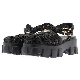 Prada Sandales en crochet "Monolith" Noir