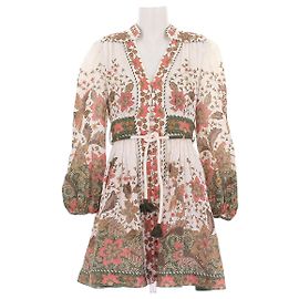 Robe courte en lin imprimé blanc Zimmermann Blanc