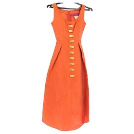 Robe en soie orange Christian Lacroix avec détails dorés Orange