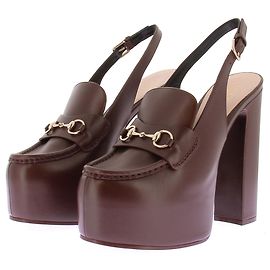 Gucci Mules à talons et plateformes "Horsebit" Dark red