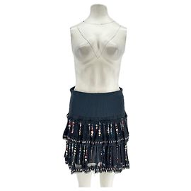 Isabel Marant Schwarzer Seidenrock mit Rüschen Schwarz