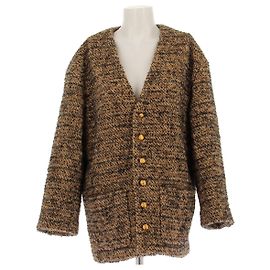 Céline wool coat beige and black with gold buttons Beige