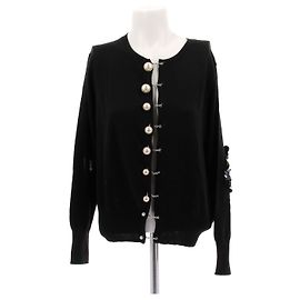 Preen By Thornton Bregazzi Schwarzer Cardigan mit Perlenverschluss aus Wolle Schwarz