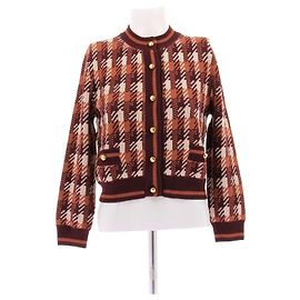 Prada Bordeaux kariertes Woll-Cardigan Bordeaux