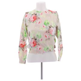 Suéter Carven Rosa Floral de Algodão M Rosa