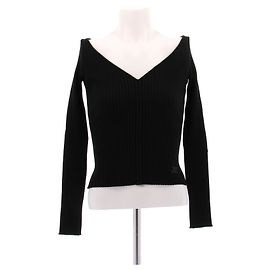 Courreges Schwarz gestreifter Langarm-Top Schwarz