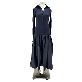 Autre Marque Vestido largo marino bicolor Azul marino