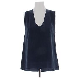 Balmain Top sem mangas azul marinho de seda Azul marinho