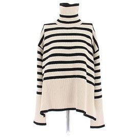 Totême Gestreifter Rollkragenpullover Beige