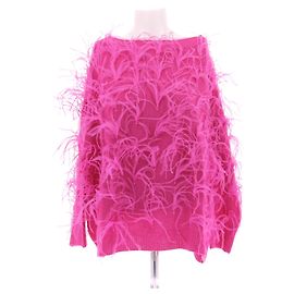 Valentino Garavani Suéter rosa com penas de lã Rosa